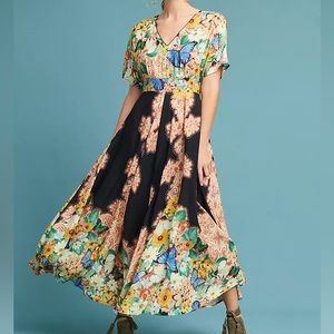 Anthropologie Farm Rio Butterfly Maxi Dress